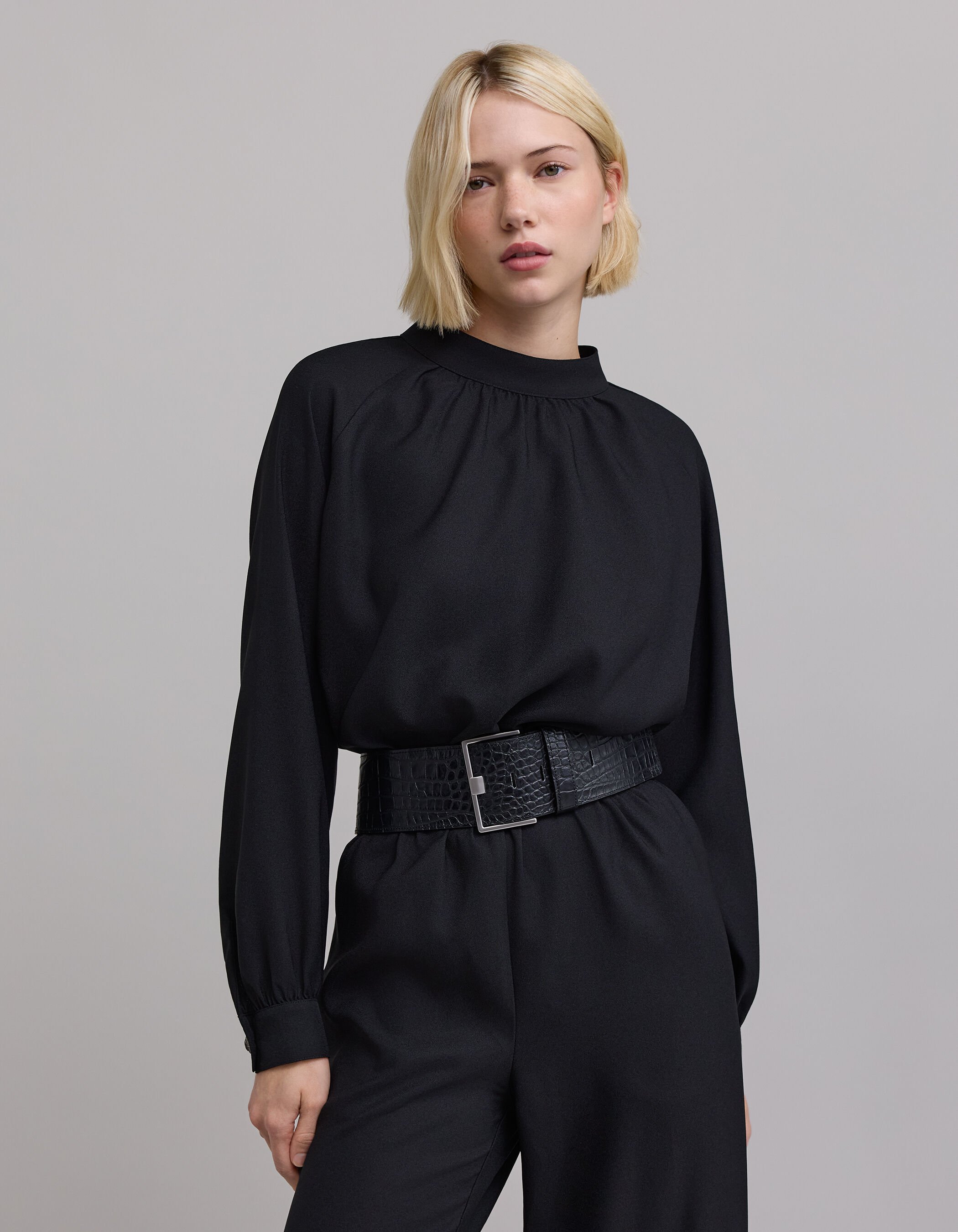 Ceinture robe noire cuir embosse effet croco Femme IKKS