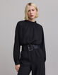 Ceinture robe noire cuir embossé effet croco Femme-6