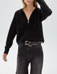 Pure Edition-cardigan zippé noir tricot Femme-3