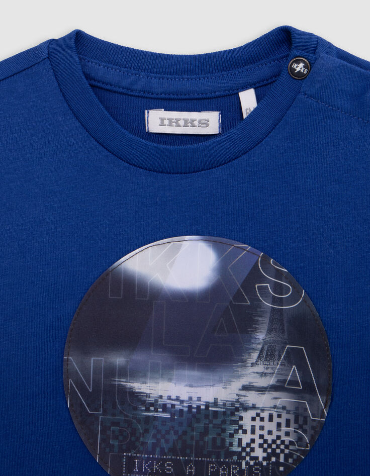 Camiseta algodón orgánico azul lenticular bebé niño-2