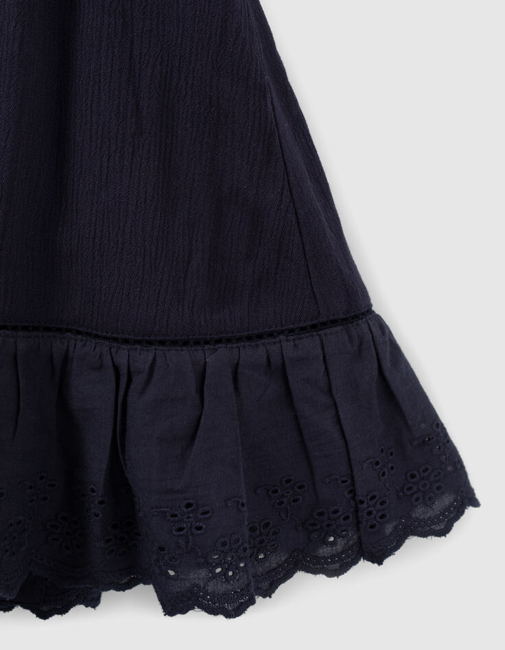 Robe marine brodée avec bloomer bébé fille-6