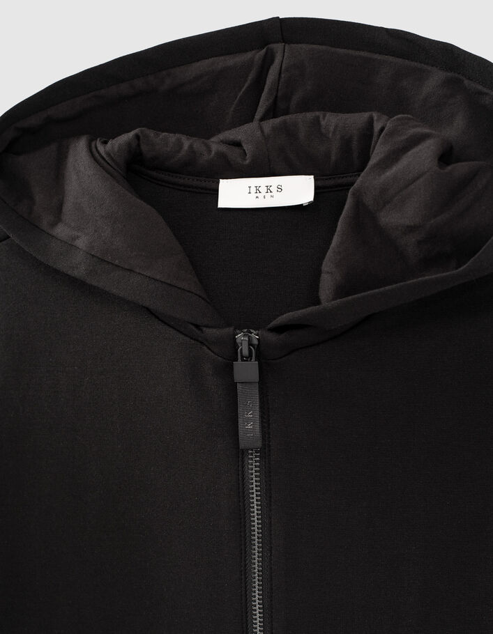 Men’s black Interlock zipped hooded cardigan - IKKS