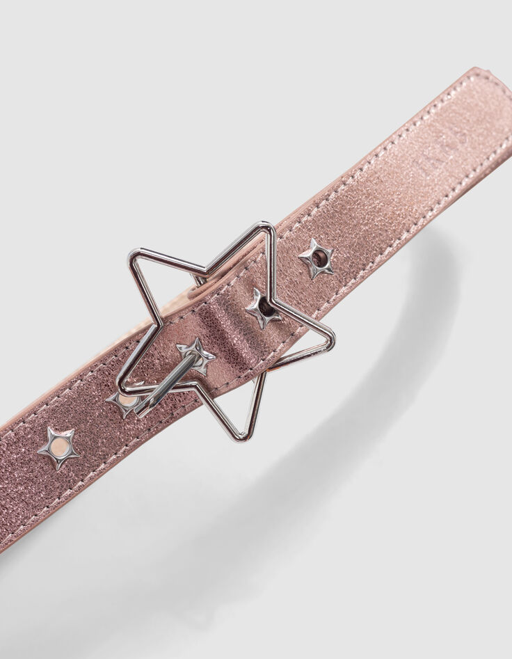 Metallic pink belt with star buckle for girl-4