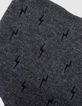 Snood gris anthracite tricot brodé éclair bébé garçon-5