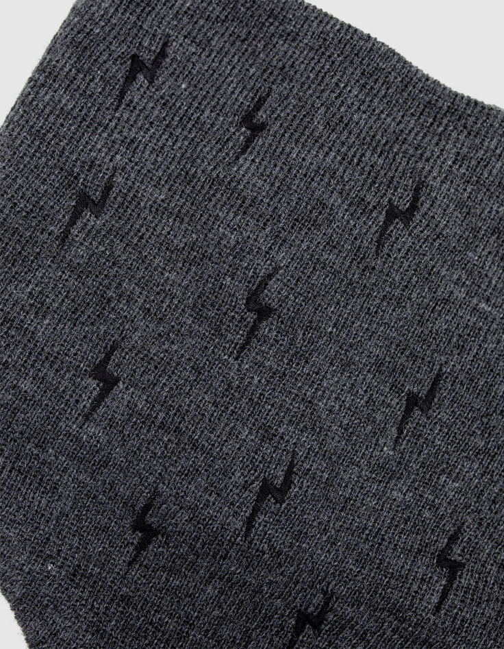 Snood gris anthracite tricot brodé éclair bébé garçon-5