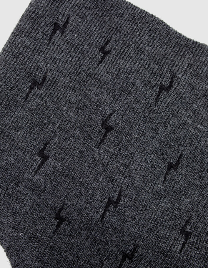 Baby boys’ charcoal grey lightning embroidered knit snood - IKKS