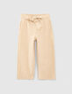 Girls’ marl sand wide-leg belted trousers-2