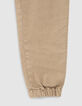 Pantalon BATTLE beige taille &eacute;lastiqu&eacute;e gar&ccedil;on-4