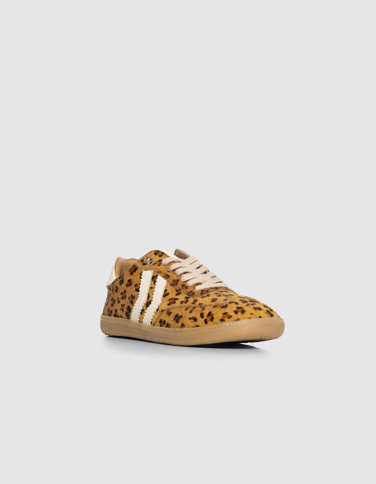 Baskets basses camel cuir effet poulain léopard Femme-2 Baskets basses camel cuir effet poulain léopard Femme-2