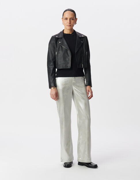 Pantalones de traje acampanados con revestimiento plata para Mujer - IKKS