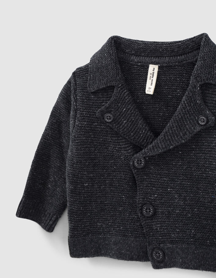 Baby’s grey marl biker-style knit organic cotton cardigan - IKKS