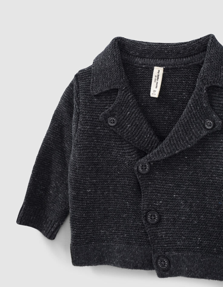 Gechineerd grijs vest bikerstijl tricot biokatoen baby’s-4