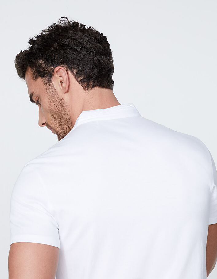 Men’s white Interlock polo shirt with rib trim collar - IKKS