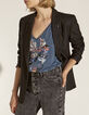 Women’s gypsy blue linen T-shirt with skull image-4