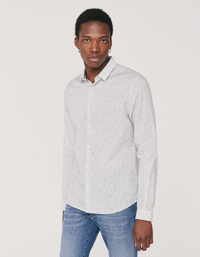 Chemise SLIM marine tissu Liberty imprimé fleurs rayées Homme - IKKS