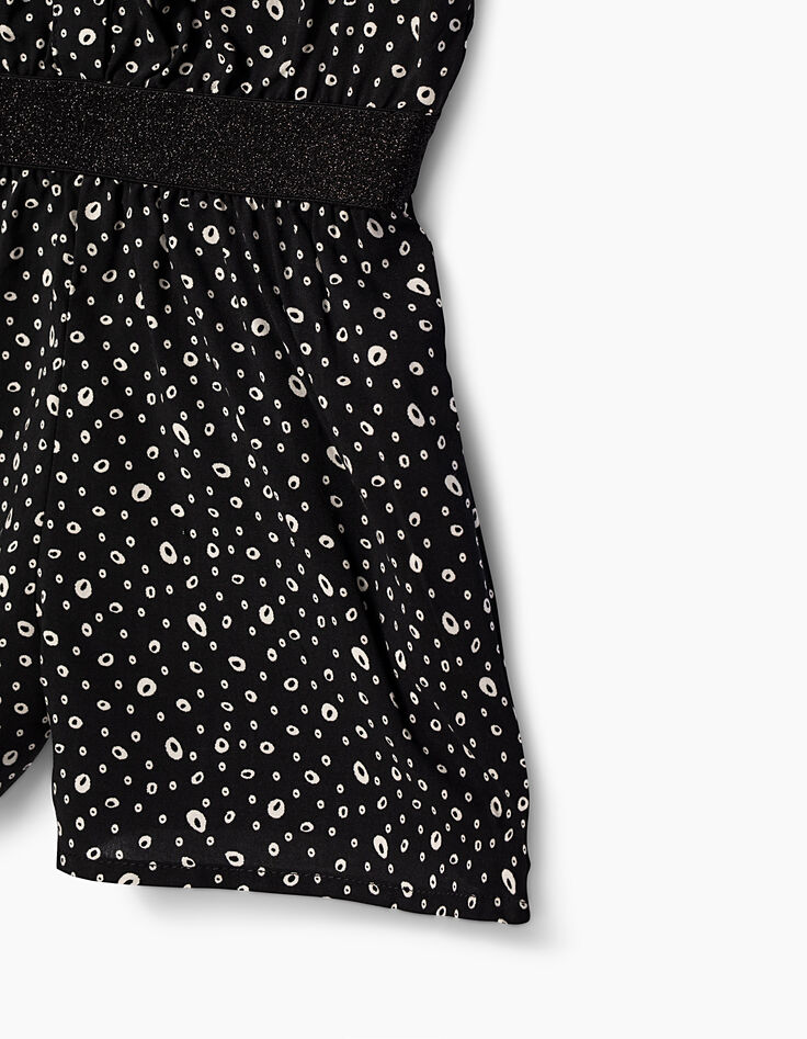 Combi short noir à imprimé pois revisité fille-4