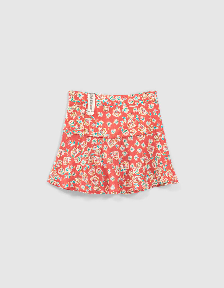Jupe-short corail à imprimé fleurs fille-3