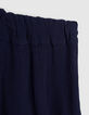 Falda pantalón azul marino crepé bordado brasileño niña-6