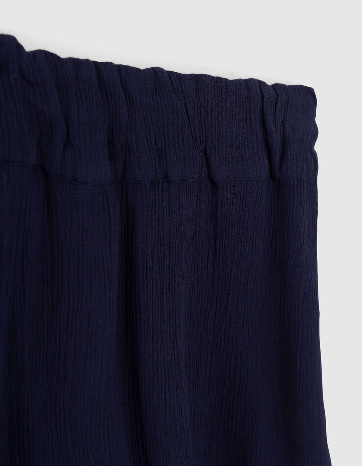Falda pantalón azul marino crepé bordado brasileño niña-6