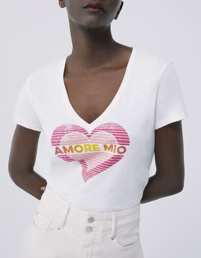 Gebroken wit T-shirt met hart- en tekstopdruk Dames - IKKS