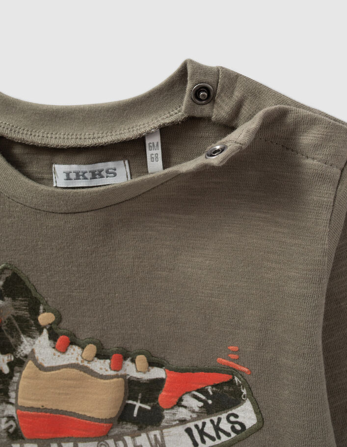T-shirt kaki coton bio visuel sneakers reliefé bébé garçon - IKKS