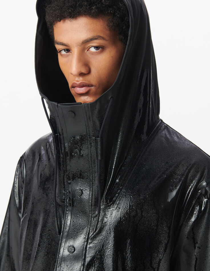 Parka negra nailon goma capucha hombre-5