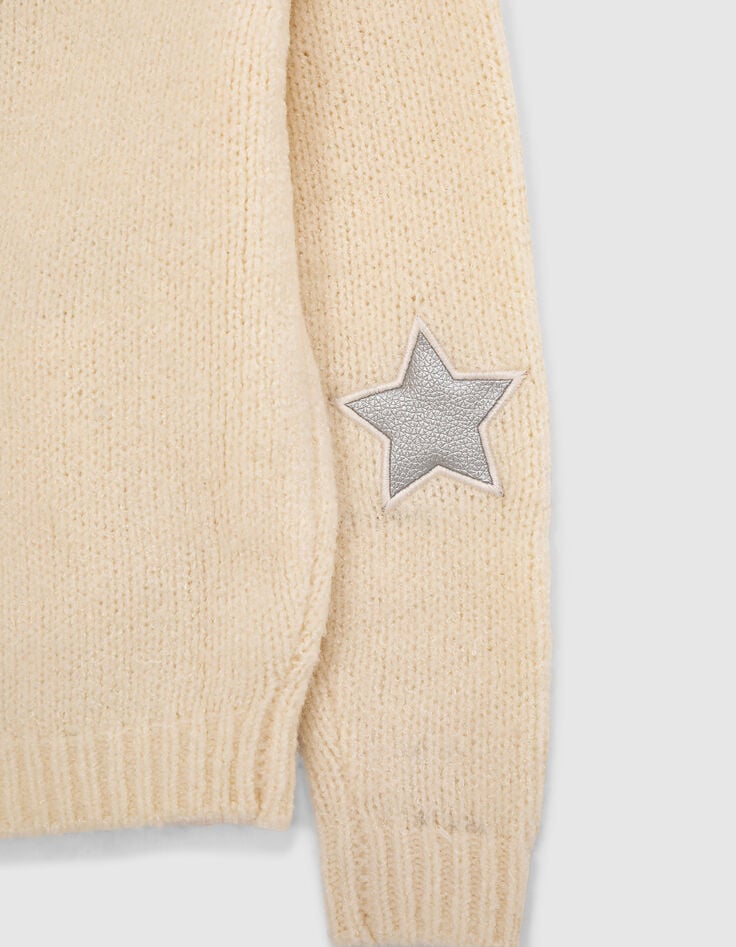Girls’ ecru studded hooded cardigan-7 Girls’ ecru studded hooded cardigan-7