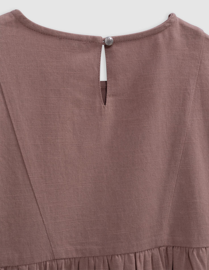 Robe rose broderies épaules et devant fille-7