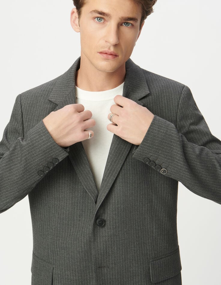Men’s grey pinstripe suit jacket-7 Men’s grey pinstripe suit jacket-7