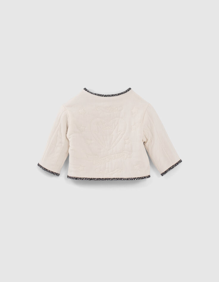 Cardigan réversible noir tachiste et écru bébé fille-4