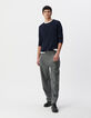 Marineblauer Feinstrick-Pullover für Herren mit Rollkanten-1