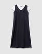 Girls’ 2-in-1 black midi dress and white cropped T-shirt-2