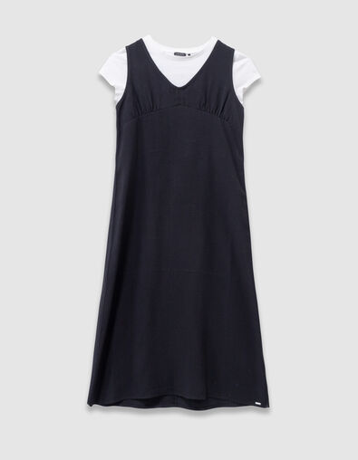 Zwarte 2-in-1 midi-jurk en wit cropped T-shirt meisjes - IKKS