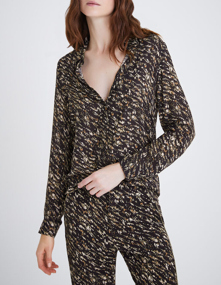 Camisa negra estampado carboncillo mujer-2
