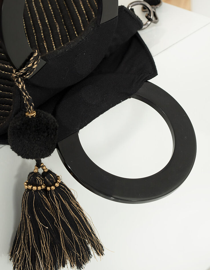Sac bandoulière noir relief à fils dorés I.Code-4 Sac bandoulière noir relief à fils dorés I.Code-4
