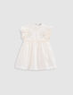 Ecru Kleid mit Stick, Windelhöschen, Babymädchen-2