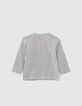Baby boys’ grey T-shirt with lenticular skateboard image-3