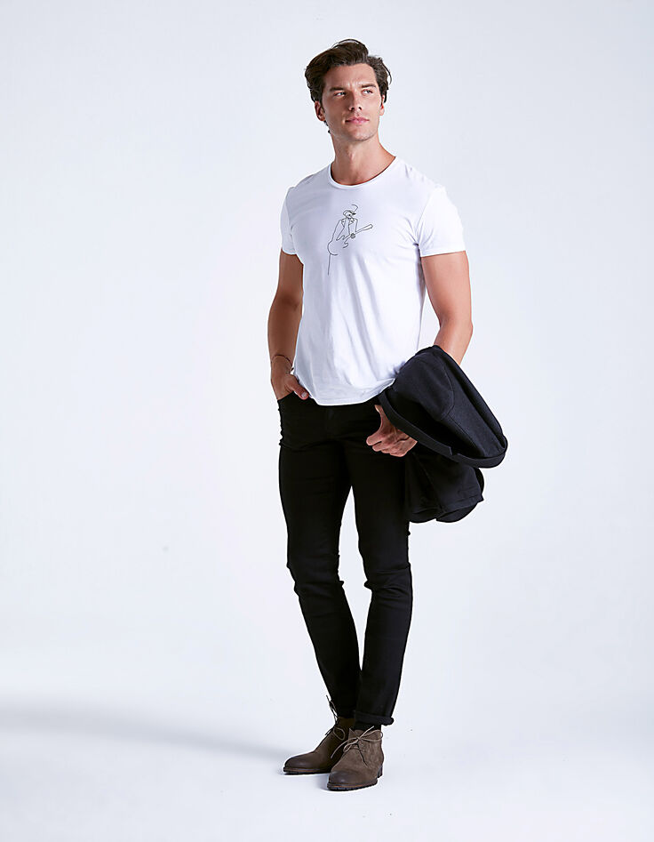 Tee-shirt blanc dessin squelette Homme-7