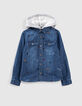 Camisa vaquera medium blue bordada niño -1