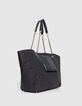 Women’s navy flannel and leather mix 1440 tote bag Size XL-2