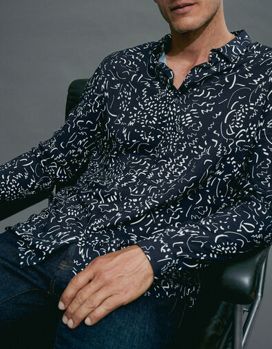 Chemise REGULAR marine LENZING™ ECOVERO™ imprimé graffiti Homme - IKKS