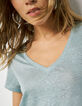 Amandel T-shirt linnen foil dames-4