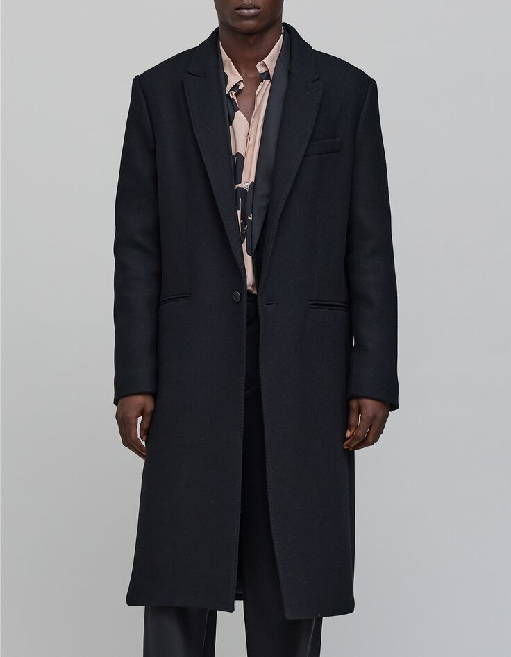 Pure Edition-Abrigo largo de lana negra para hombre-2 Pure Edition-Abrigo largo de lana negra para hombre-2