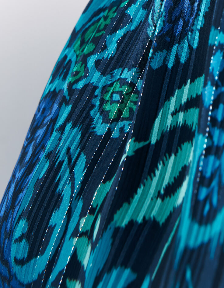 Marineblaues Damenkleid mit psychedelischem Blumenprint-4
