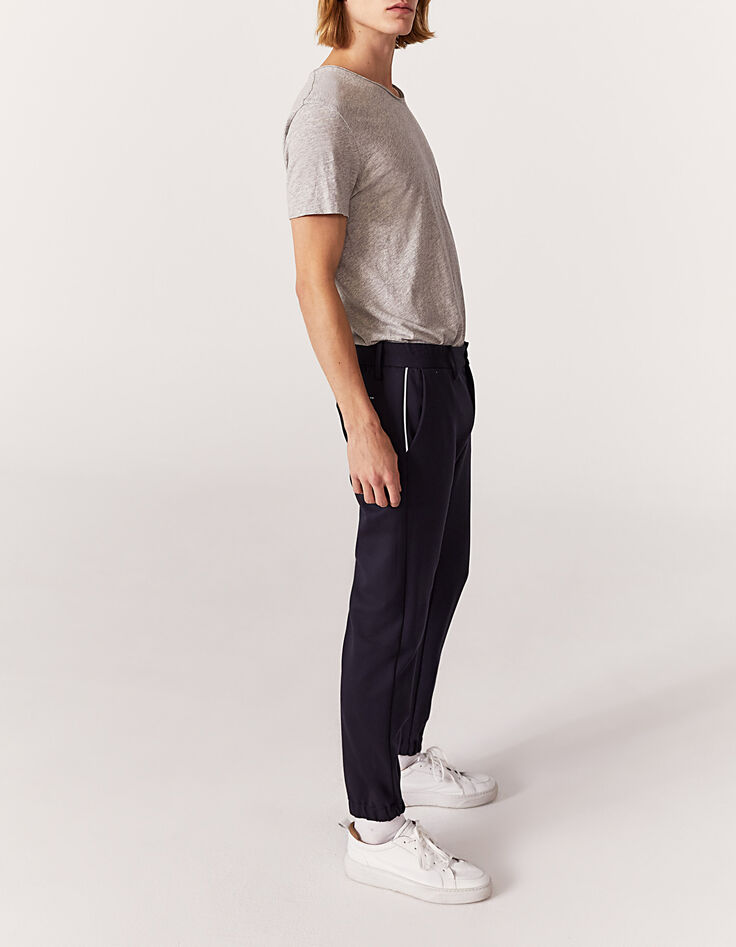 Men’s navy DRY FAST elasticated joggers with side piping-6 Men’s navy DRY FAST elasticated joggers with side piping-6