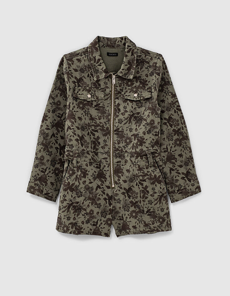 Combi short kaki imprimé camoufleurs fille-5