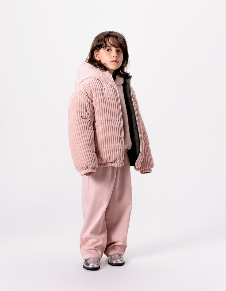 Mädchen-Wendesteppjacke in Khaki und Rosa mit Rippstrick-2 Mädchen-Wendesteppjacke in Khaki und Rosa mit Rippstrick-2