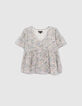 Girls’ ecru flowery print LENZING™ ECOVERO™ blouse-1