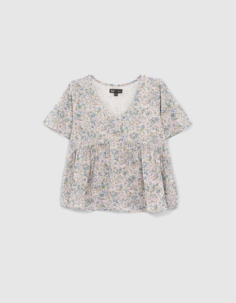 Blusa crudo Ecovero™ estampado flores niña - IKKS