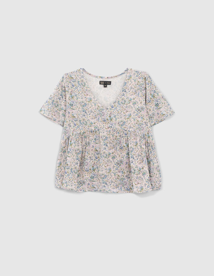 Girls’ ecru flowery print LENZING™ ECOVERO™ blouse - IKKS